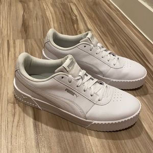 Puma Carina Leather White Sneakers - Size 11